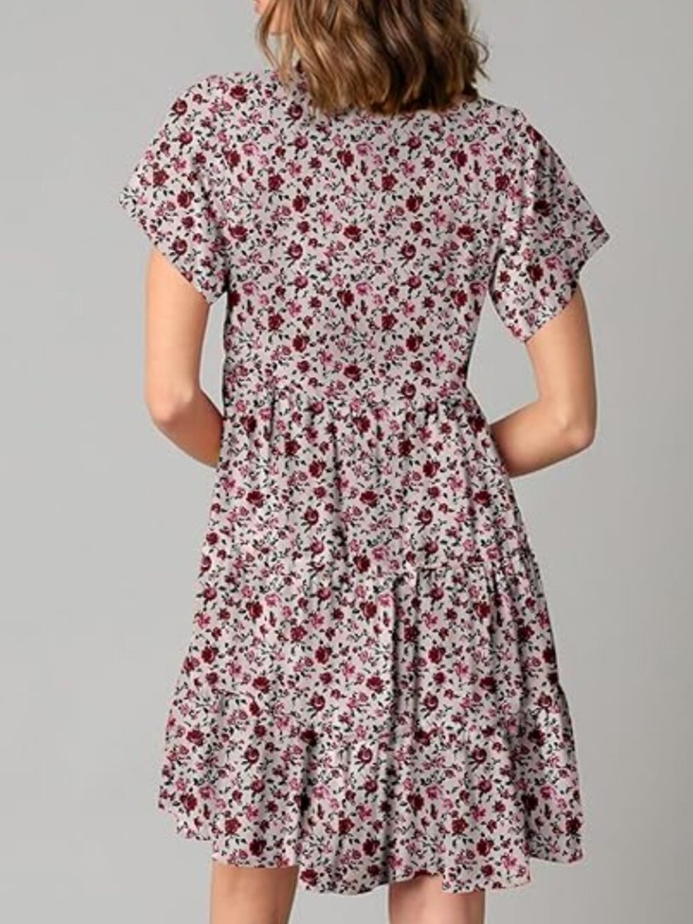 Dokotoo Summer Casual Boho Floral V Neck Short Sleeve Sundress Women's Large - Picture 2 of 13